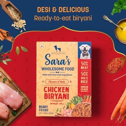 Sara's Wholesome by HUFT Chicken Biryani Wet Dog Food – 300 gm | Human-Grade Ingredients | High-Protein, Natural & Preservative-Free | Suitable for Puppies & Adult Dogs