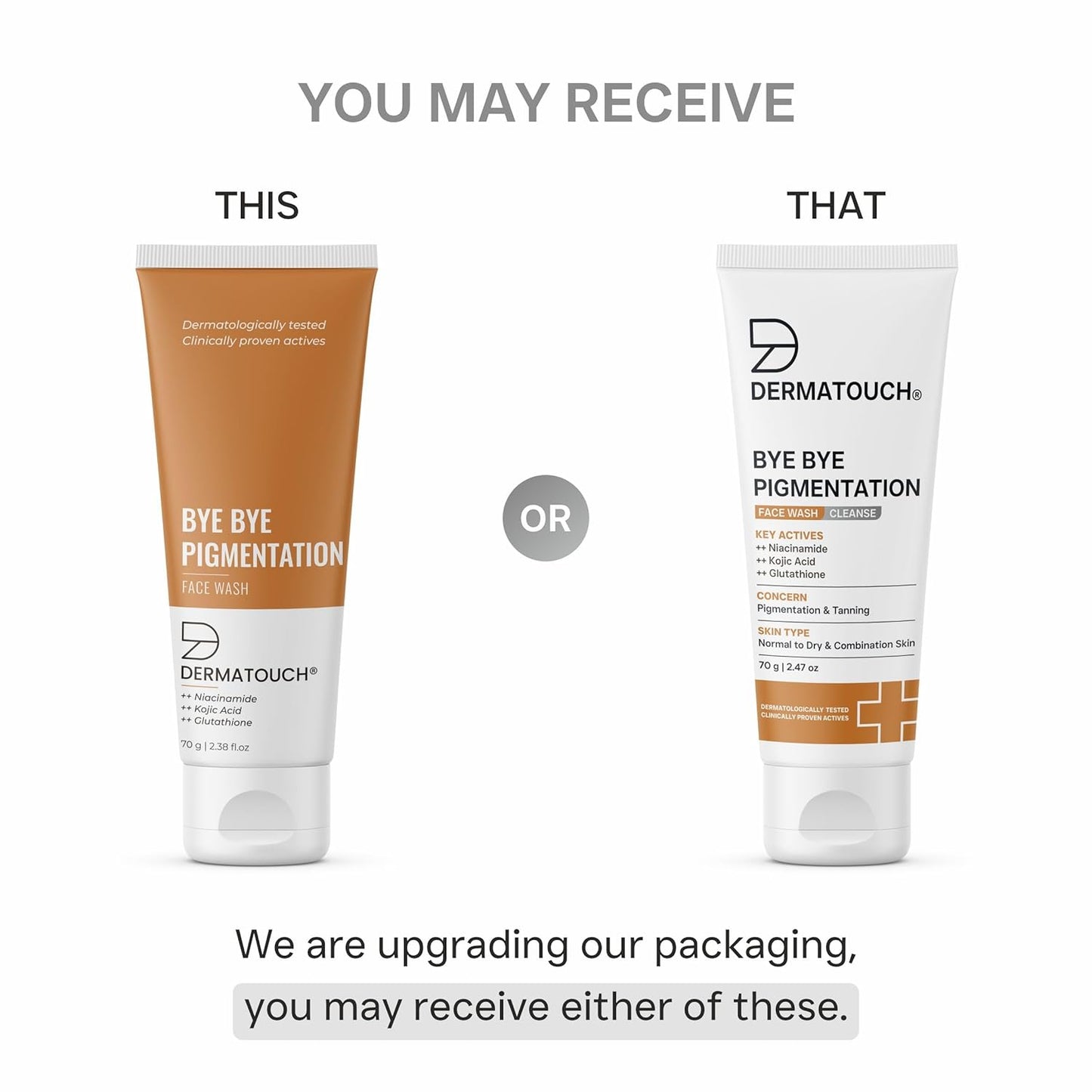 DERMATOUCH Bye Bye Pigmentation Face Wash || Anti Pigmentation for Women/Men with Niacinamide, Kojic Acid, & Glutathione - 70G