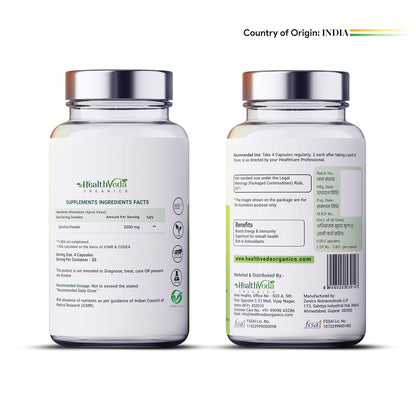 Zephivo HEALTH VEDA ORGANICS PRIVATE LIMITED Plant Based Spirulina, 2000 mg | 120 Veg Capsules I Supports Weight Management & Boosts Immunity | For both Men & Women