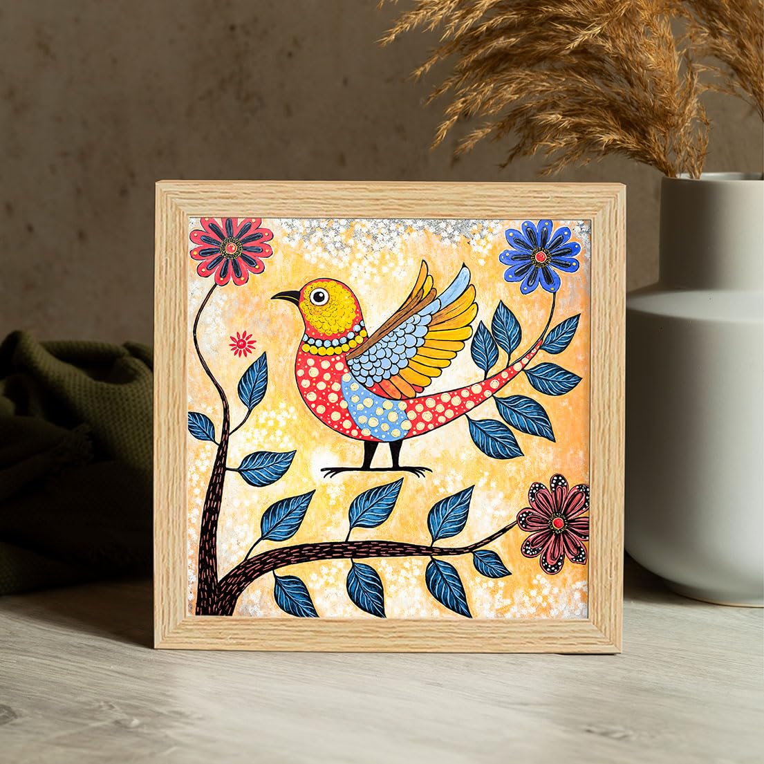 Madhubani Birds Paintings, Set of 4