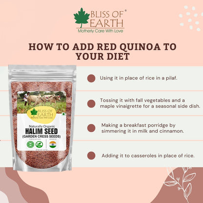 Bliss of Earth Red Quinoa 500gm Raw Super Food Great for Eating. Salad & Cooking