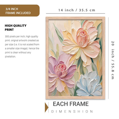 Floral Wall Art Home Decoration | Aesthetic Floral Paintings With Frame For Living Room Bed Room Hotel Wall Decor Digital Reprint Set of 1 (14X20)