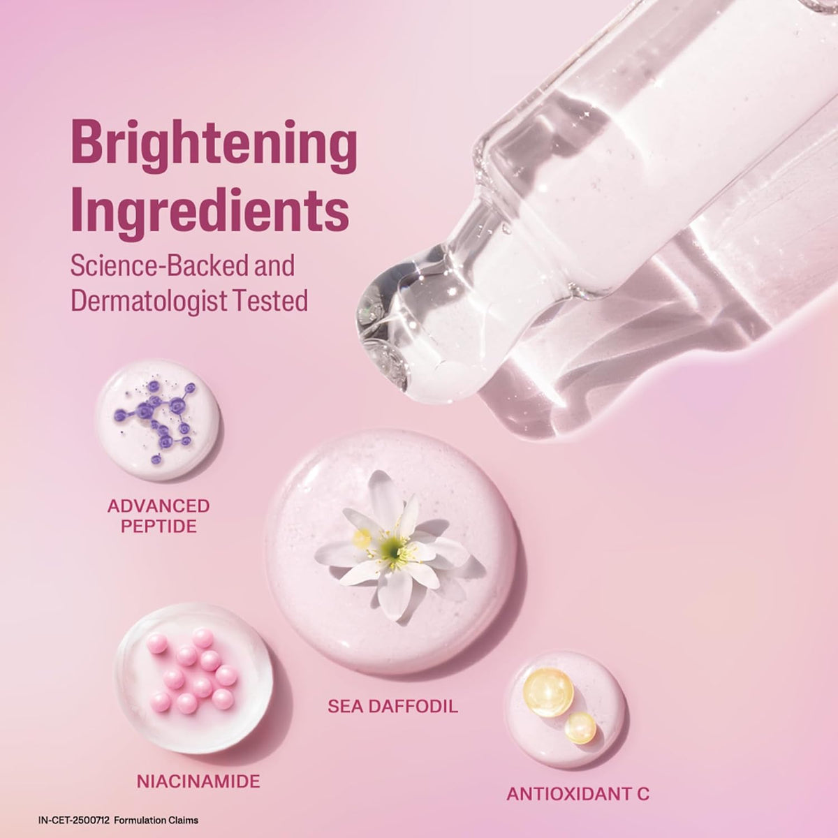 Cosmetic product with brightening ingredients on a pink background