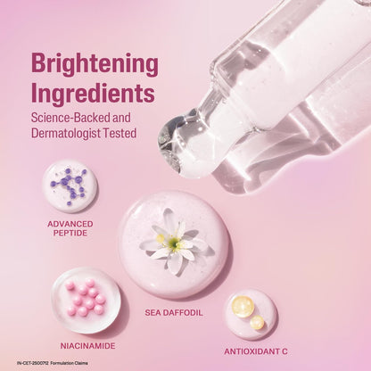 Cosmetic product with brightening ingredients on a pink background