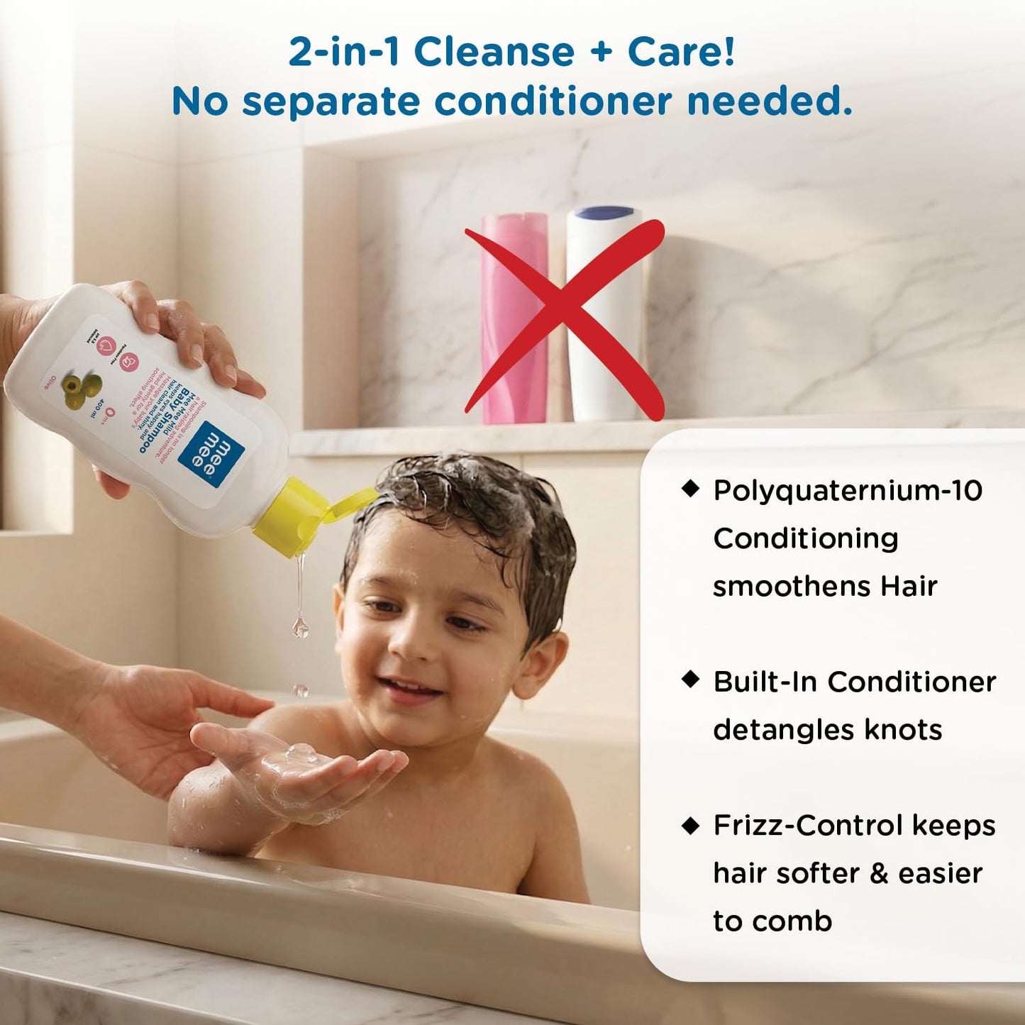 Mee Mee Gentle Baby Shampoo 400ml | For Daily Moisturizing Enriched with Olive Extracts | Tear-Free Formula Nourishes, Soothes, & Protects Sensitive Skin | Hypoallergenic, Sulfate and Paraben-Free | Skin Friendly PH