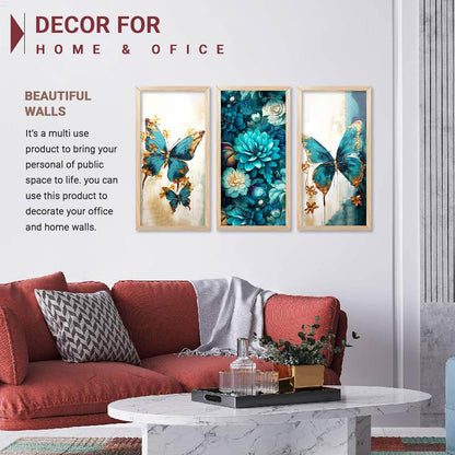 Modern Wall Art Home Decoration Paintings With Frame For Living Room Bed Room Hotel Wall Decor Digital Reprint Engineered Wood Set of 3 (Art 8, 10x19 inch)