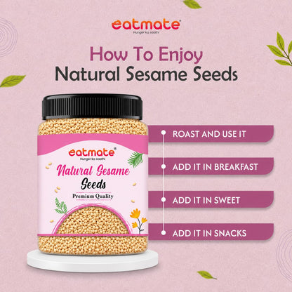 Eatmate Premium Natural Sesame Seeds 250 g | White Till Seeds for Eating, Cooking & Baking | Nutritious Indian Spice | Rich in Calcium, Protein & Fiber | Fresh Natural Til Seeds for Daily Use
