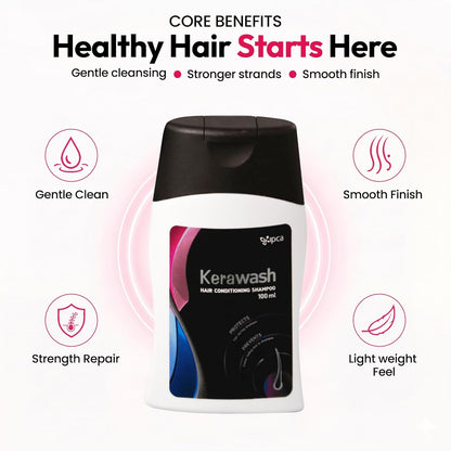 Ipca Kerwash Hair Conditioning Shampoo – 100ml Gentle Cleansing & Hair Strengthening Formula | Smooth, Manageable & Lightweight Conditioning | Suitable for Regular Scalp & Hair Care