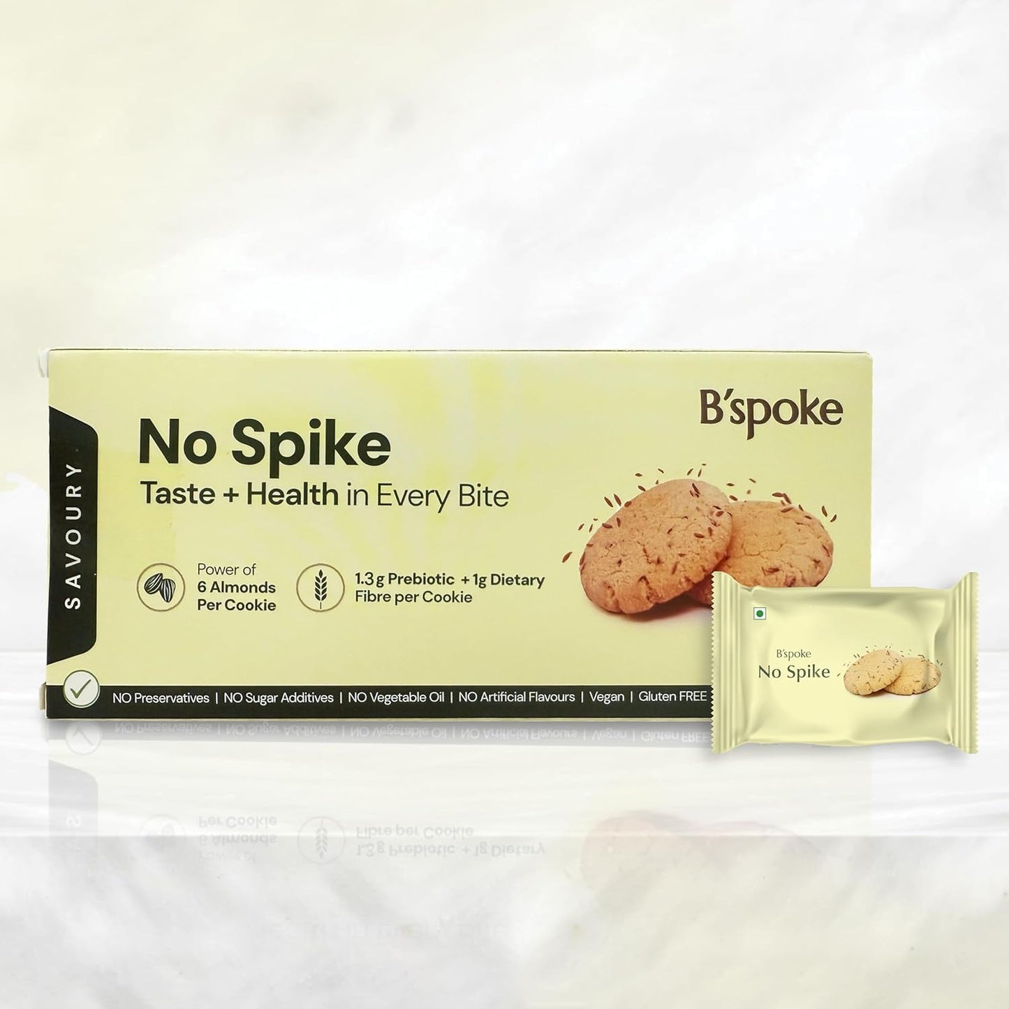 B'spoke NoSpike Savoury Cookies | No Added Sugar | 100% Almond Flour Base | High Fibre & Protein | Zero Junk