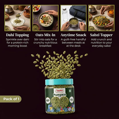 Tauffa Premium Raw Pumpkin Seeds 250g | AAA Grade Kaddu Beej | Handpicked Unroasted Seeds for Eating | High in Protein & Fibre | Healthy Snack