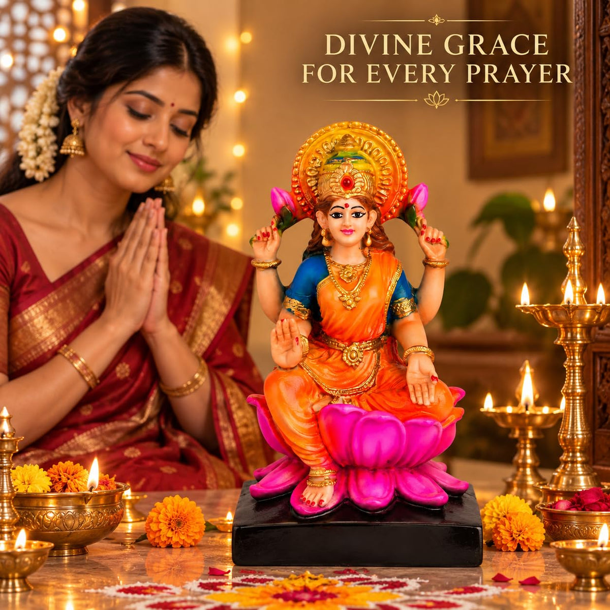 Laxmi Murti Goddess Lakshmi Idol Statue Home Mandir Pooja Room Gift