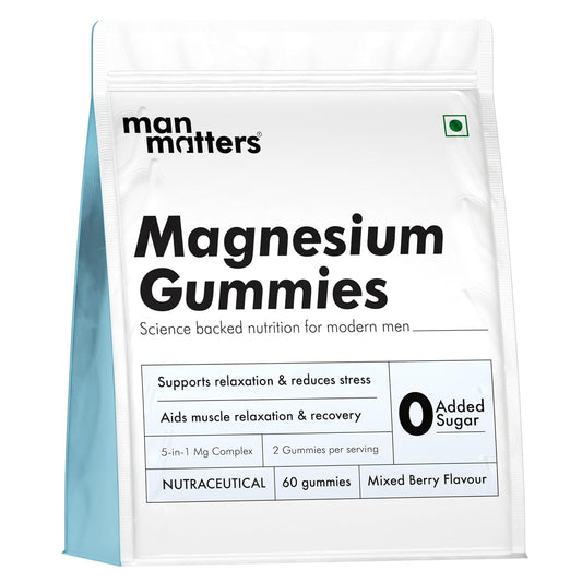 Man Matters Advanced Zinc Magnesium Supplement Gummies with 400mg Magnesium Glycinate, Citrate & Other salts | 30 Days Pack | Supports Sleep, Stress & Muscle Recovery | Non Habit Forming