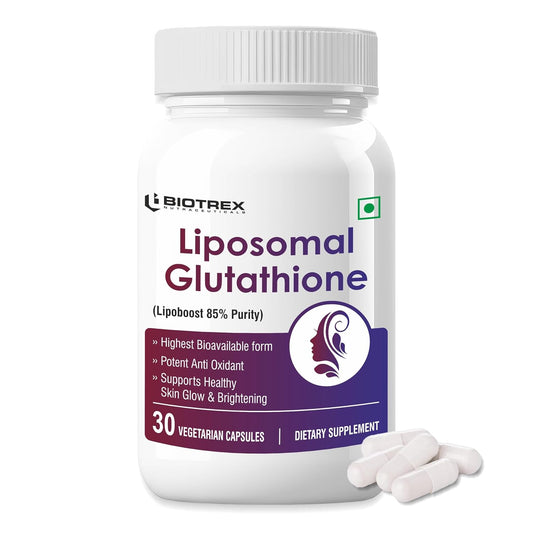 Biotrex Nutraceuticals Liposomal Glutathione 85% Lipoboost High Purity Form, Supports Healthy Skin Health - 30 Veg Capsules