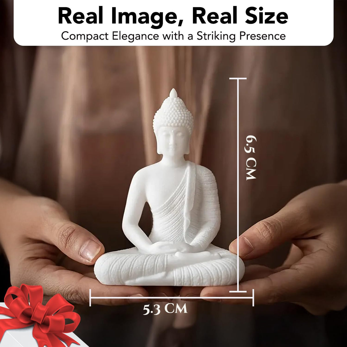 Nostrae White Buddha Show Pieces for Home Decor Living Room Decor Items | Cute Showpieces Gift Item for Decoration | Serene Center Table Tv Showcase Office Interior Statue Figurines