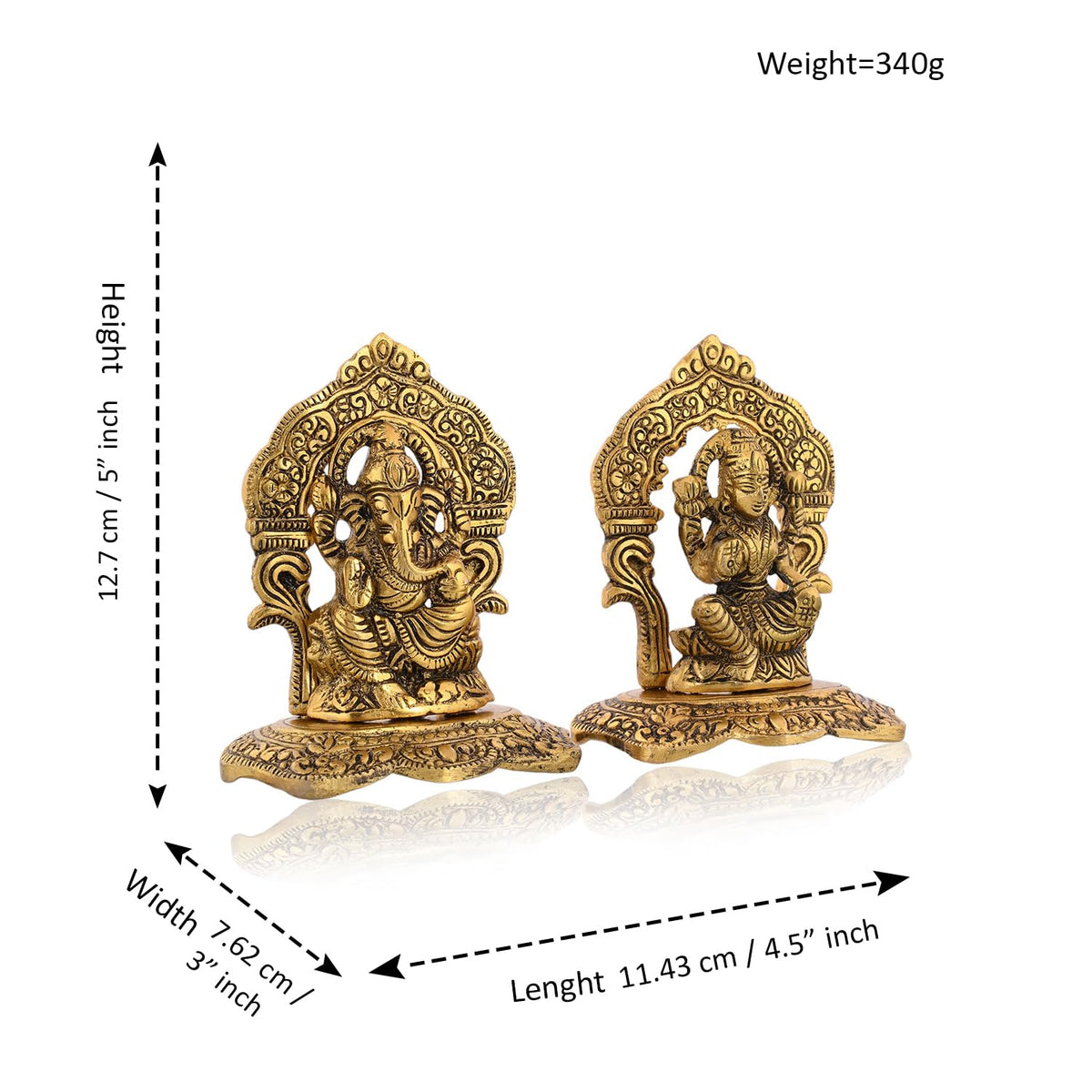 Metal Laxmi Lakshmi Ganesh Gift Items for Cooperate, Ganesh Idol for Gift, Gift for Ganpati Festival, Anniversary, Wedding Gift, Housewarming with Velvet Box Packing (Set of 1)