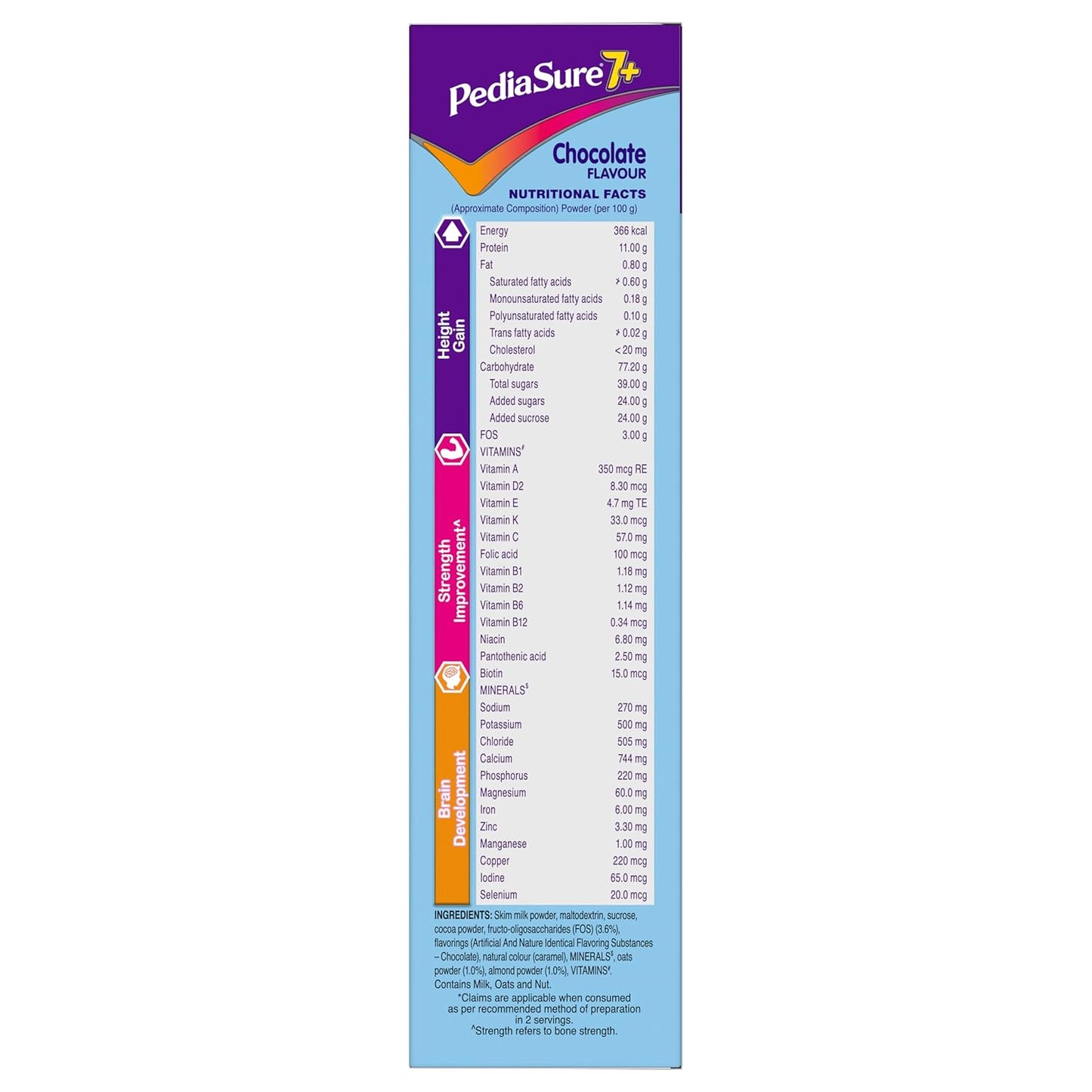 PediaSure 7+ Specialized Nutrition Drink Powder 400 Grams,Premium Chocolate Flavour With Oats & Almonds,For Growing Children,Supports Height Gain,Muscle Strength &Brain Development,1 Count
