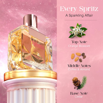 Swiss Beauty Celestia EDP | Long-Lasting Perfume | Ideal For Gifting | Everyday Wear | Top Note: Orange Blossom | Middle Notes: Coffee & Almond | Base Note: Cedar | 50ml