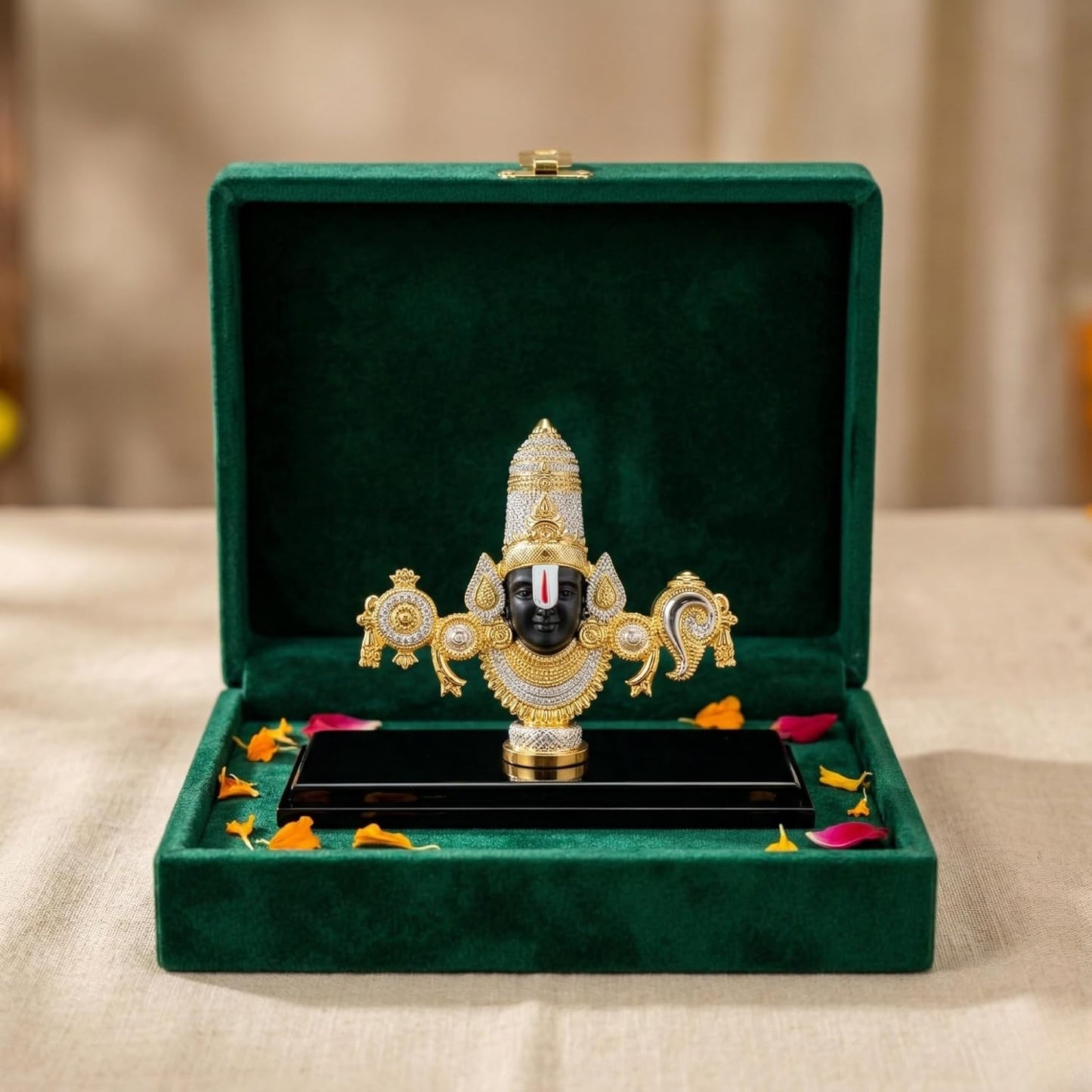 Dev Aastha 999 Silver Plated Balaji Idol | 4-Inch Lord Venkateswara Swamy Statue for Sacred Vastu Home Decor | Mandir Showpiece for Pooja Room & Ideal Devotional Gift