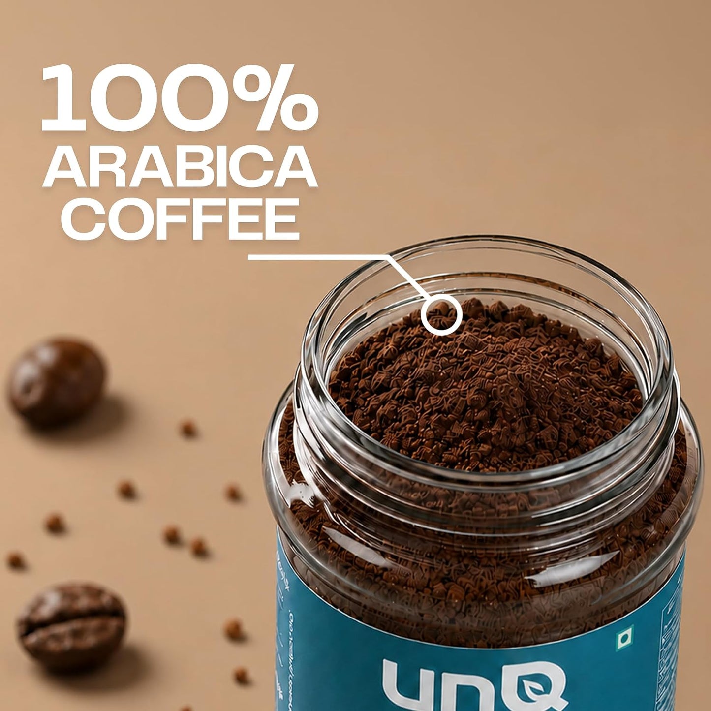 unQ Dark Shot Instant Black Coffee Powder | Strong Arabica Robusta Blend | Cafe Style Coffee | Quick Hot & Cold Mix | 25 Cups | No Additives