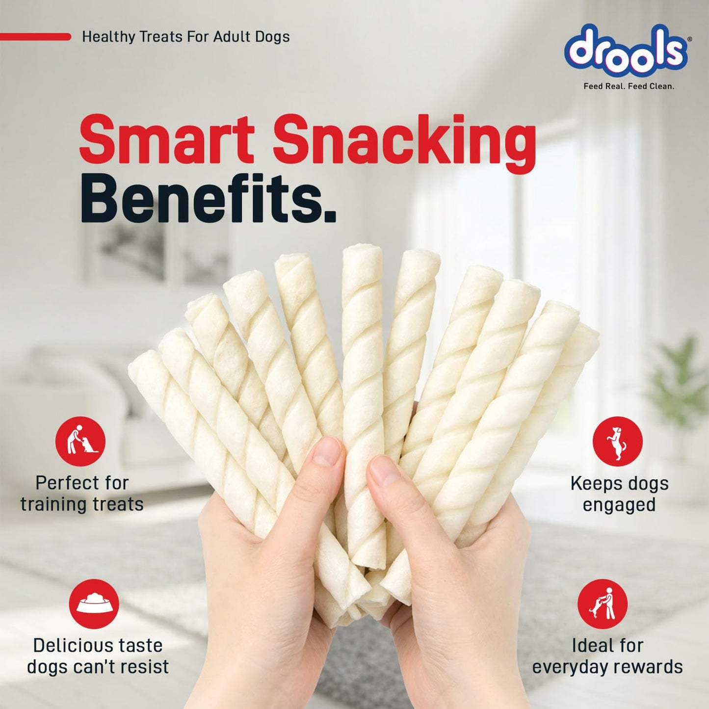 Drools Rawhide Sticks 300g | All Life Stages | Digestive Support | Easy to Chew | Healthy Treats | Training Friendly