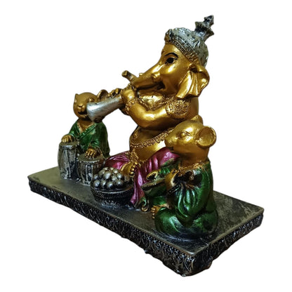 Ganesha Ganesh Ganpati Gajanan Statue Idol Murti Gift Item Decorative Showpiece Multicolor Polyresin Pack of 1 (B011)