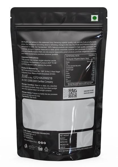 Fruitri Premium Chia Seeds for Eating, fiber rich, Raw chia seeds, Healthy Snacks