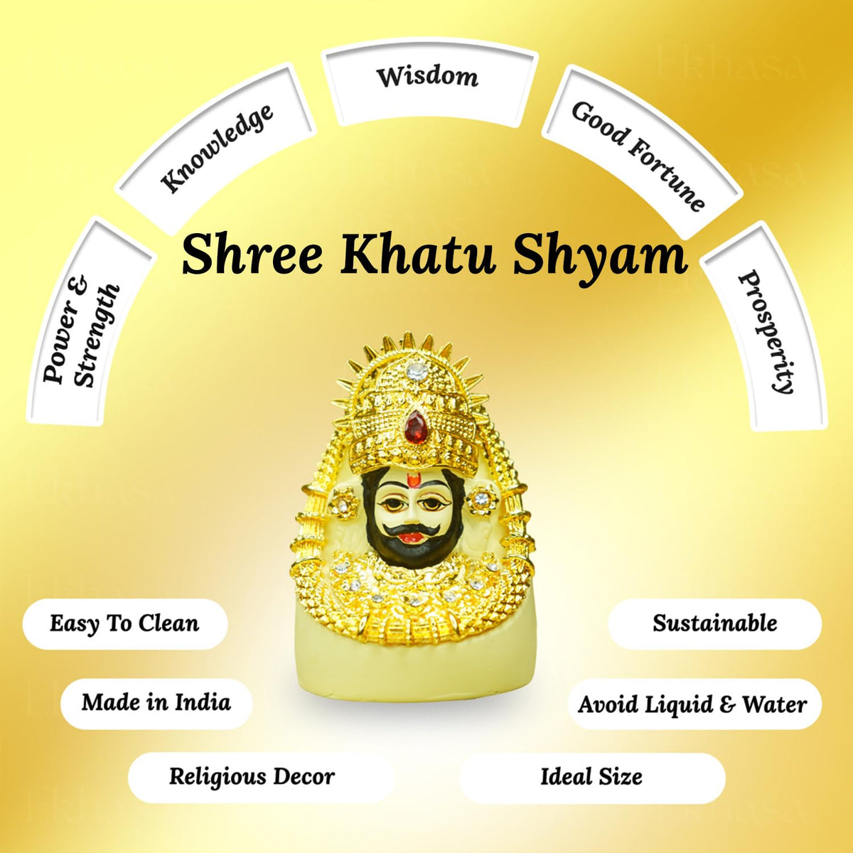 Aura Series Resin Khatu Shyam Ji Murti Car Dashboard Idol | Shyam Baba Murti (Handpainted, Resin, Size: 6.3 cm)