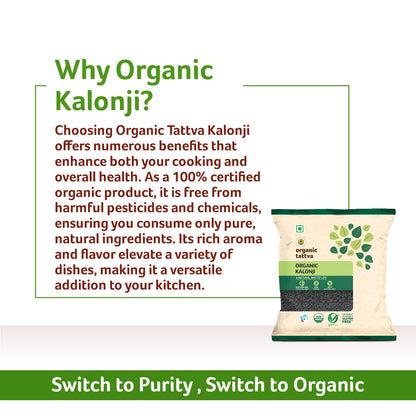 Organic Tattva Kalonji Seeds 100g | Whole Nigella Kalonji Seeds for Daily Cooking, Baking & Seasoning Use