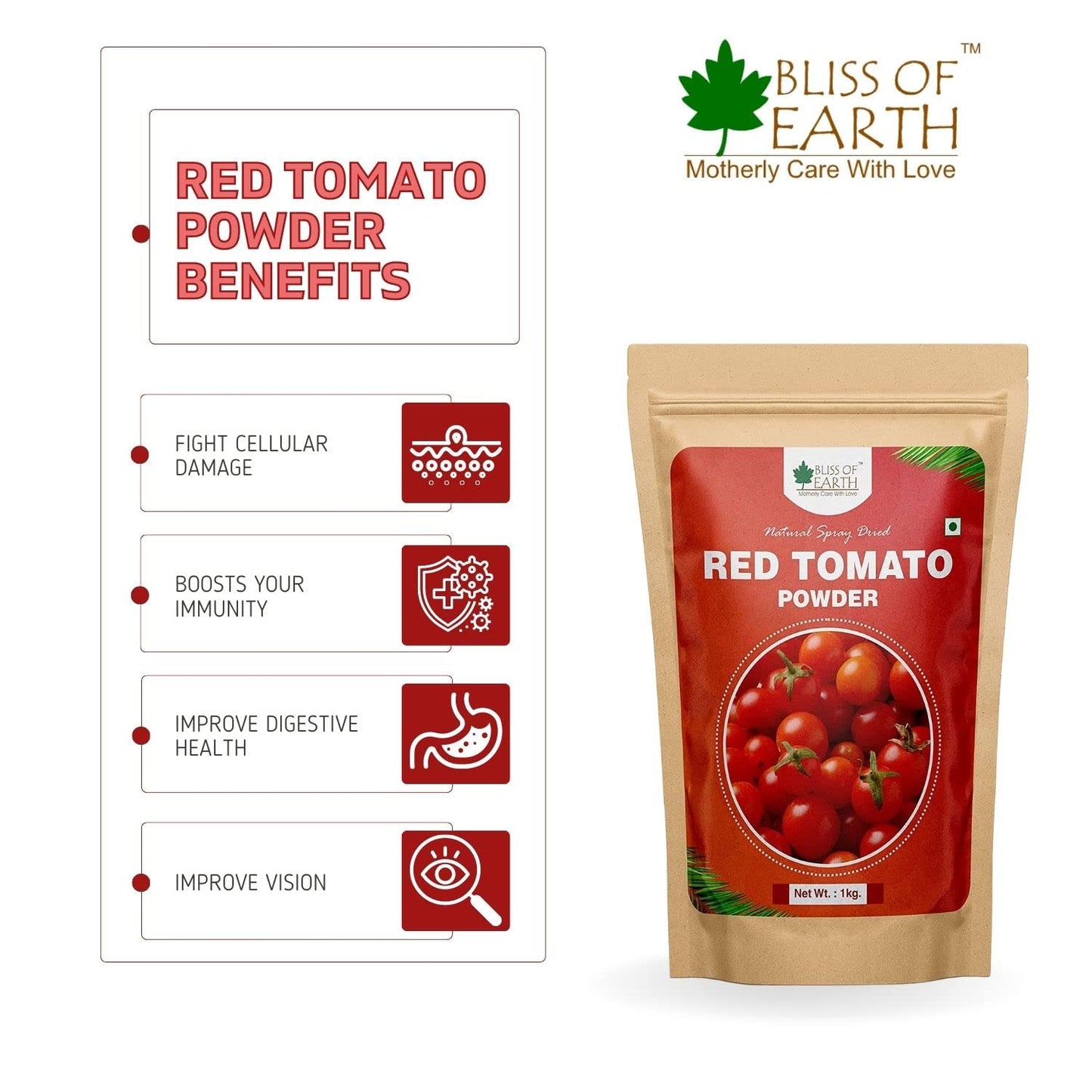 Bliss of Earth 500Gm Red Tomato Powder natural Spray Dried