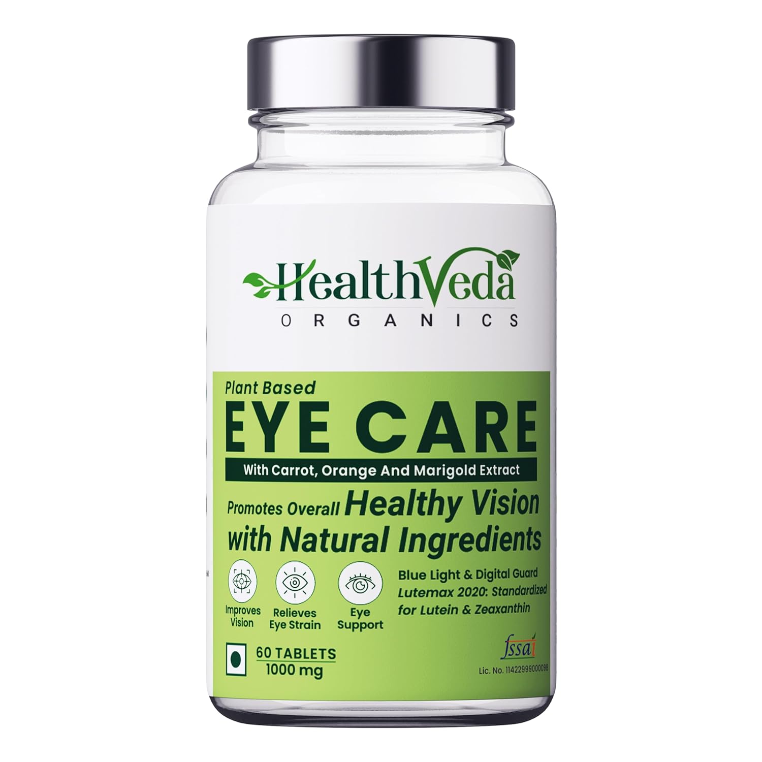 Zephivo HEALTH VEDA ORGANICS PRIVATE LIMITED Plant Based Eye Care with Lutemax 2020 I 60 Veg Tablets I Protects from Blue Light & Improves Vision I For both for Men & Women