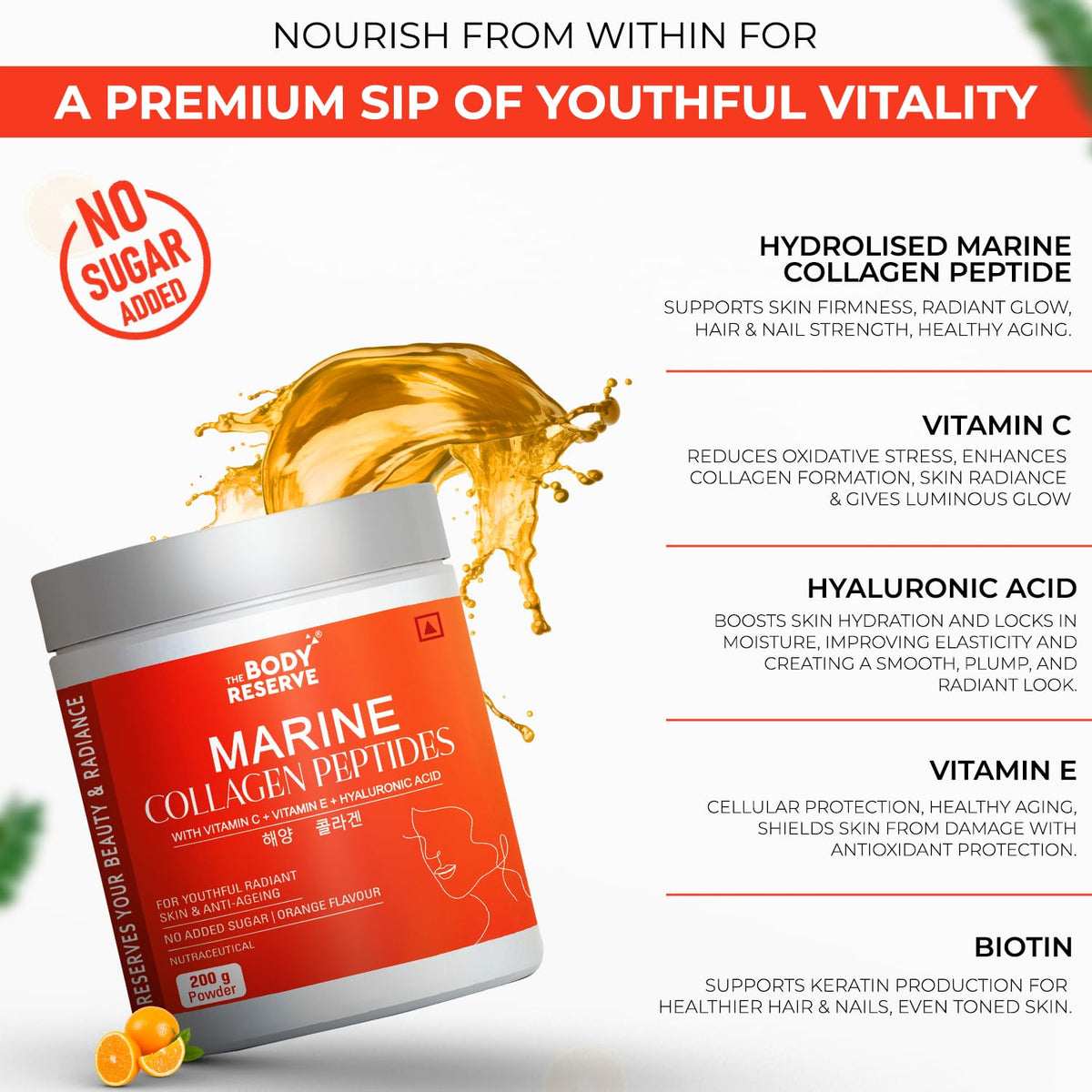 Body Reserve Marine Collagen Peptides container with product details on a white background