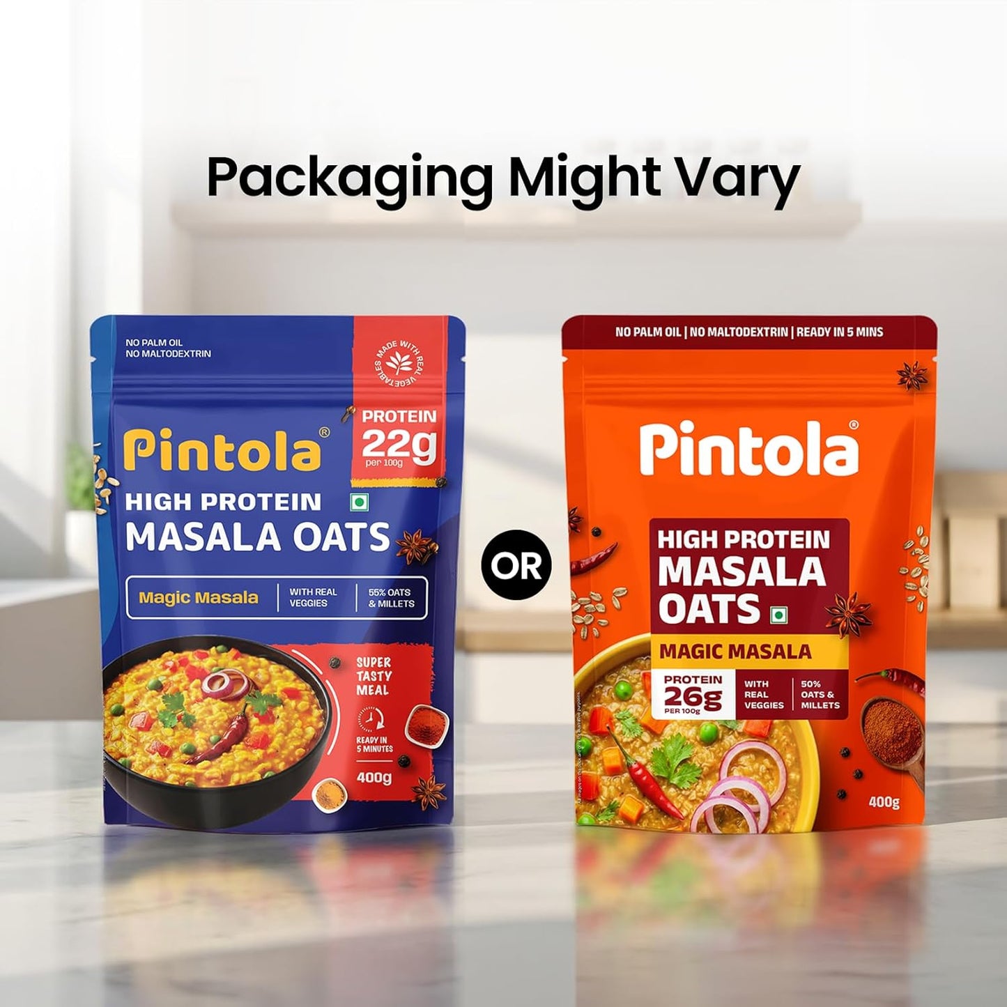 Pintola 26g High Protein Masala Oats, Magic Masala, Breakfast Cereal with High Fiber & Veggies, No Palm Oil, No Preservatives, 5 min Healthy Snack, Helps Manage Weight, Gym Endurance & Gut Friendly