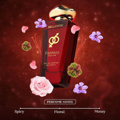 BELLAVITA Mood Collection Fantasy | Long Lasting Eau De Parfum 100ml Perfume for Woman | with Pink Pepper, Jasmine and Patchouli | Floral, Spicy Premium Fragrance