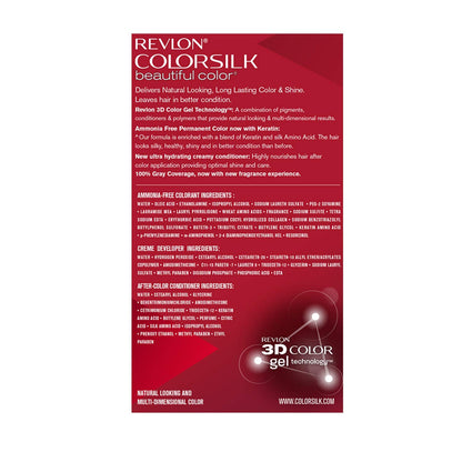 Revlon Colorsilk Beautiful Color, Permanent Hair Color with Keratin, 40ml + 40ml + 11.8ml - Dark Mahogany Brown 3Rb (Pack of 1)