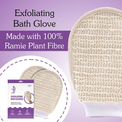 BAKE Exfoliating Bath Glove for Dead Skin, Tan Removal, Strawberry Skin, Body Acne & Ingrown Hair | 100% Ramie Plant Fibre, Body Exfoliator for Dry Patches | For Men & Women | 1 Glove (20g)