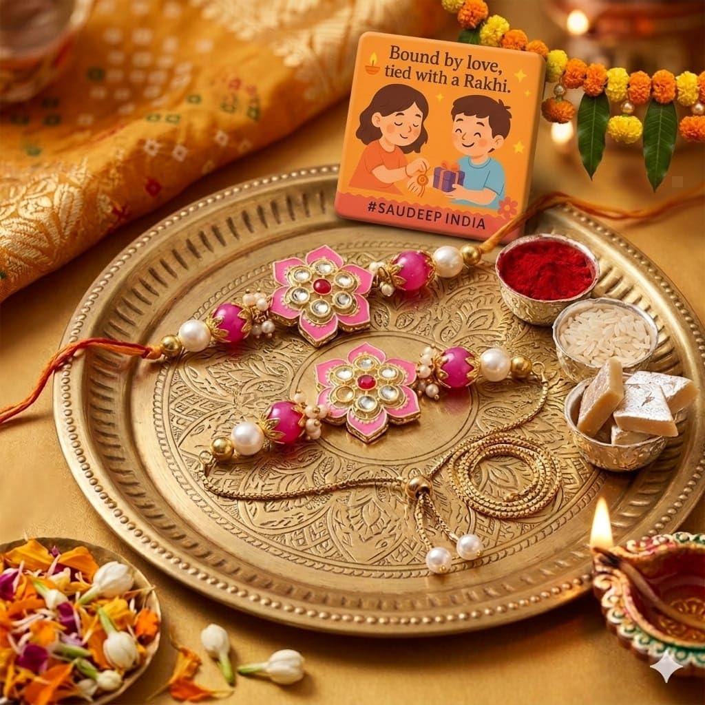 SAUDEEP INDIA Vastu Feng Shui Crystal Turtle Tortoise with Plate for Good Luck, Wealth & Prosperity | Free Couple Rakhi for Bhaiya Bhabhi | Raksha Bandhan Gift & Home Decor Combo
