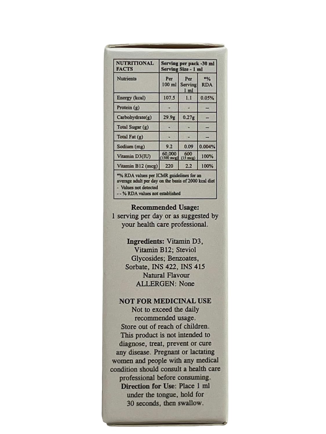 KuerZen DB12 Vitamin D3 + Vitamin B12 Sublingual Liquid Drops | Sugar Free Daily Vitamins | Bone, Energy, Nerve & Immune Support | Vitamin B12 Deficiency Supplement | Orange Flavour | 30ml