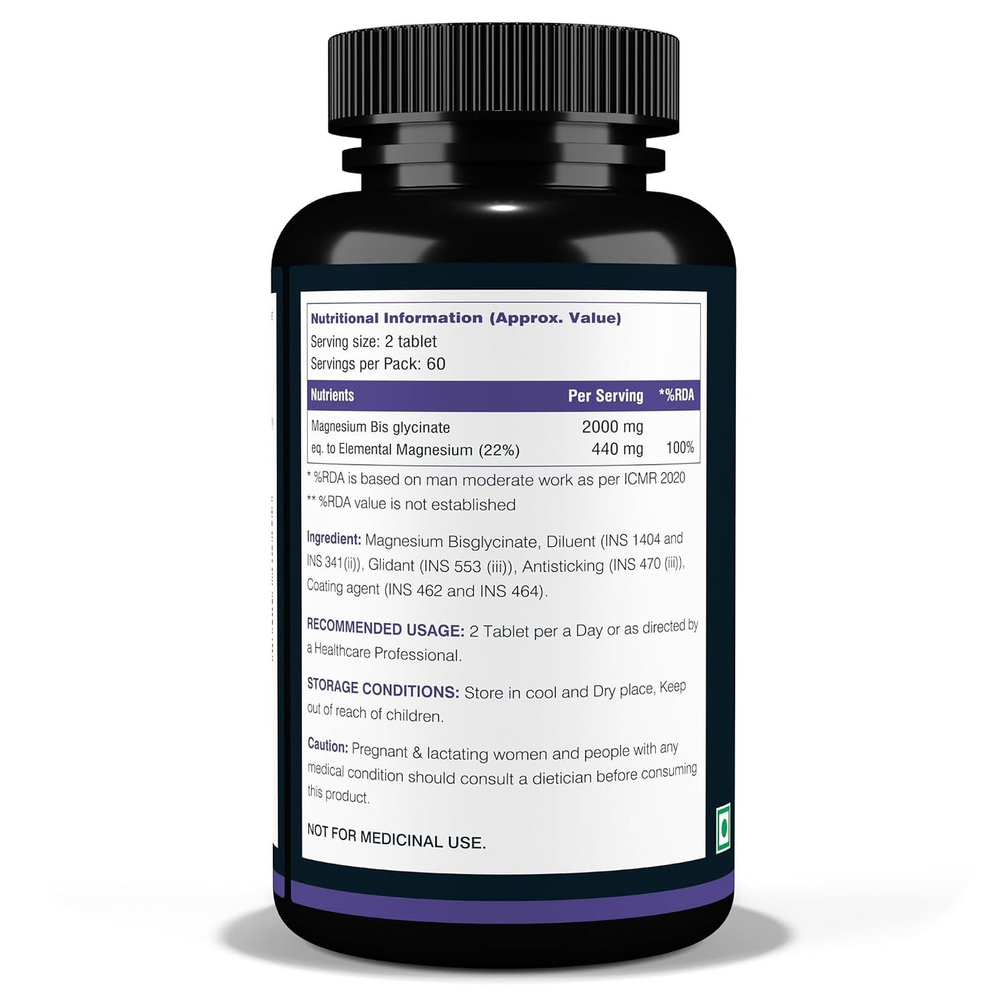 NutritJet Magnesium Glycinate Supplement 2000mg – 120 Veg Tablets | Magnesium Supplement For Sleep, Cramps, Recovery, Nerve & Muscle Function
