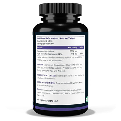 NutritJet Magnesium Glycinate Supplement 2000mg – 120 Veg Tablets | Magnesium Supplement For Sleep, Cramps, Recovery, Nerve & Muscle Function