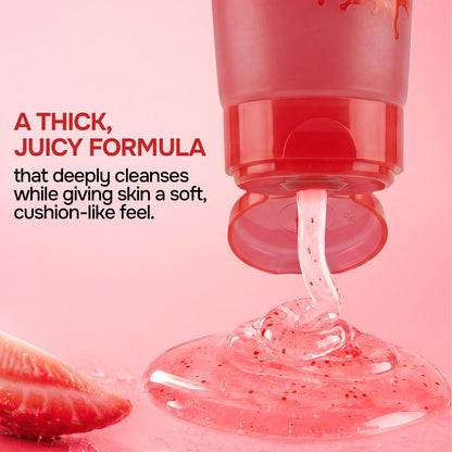 Swiss Beauty Care Juicy Glow Face Wash | Strawberry + Glycolic Acid | Removes Dirt & Grime | Refreshes and Revitalises Refines Skin Texture | Gently Exfoliates - 100g