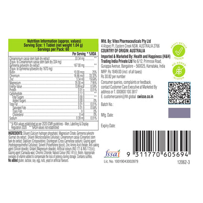 Zephivo Swisse Metabolism+ With Chromium For Weight Management - Supports Digestion, Detox and Healthy Blood Sugar Levels - 60 Tablets