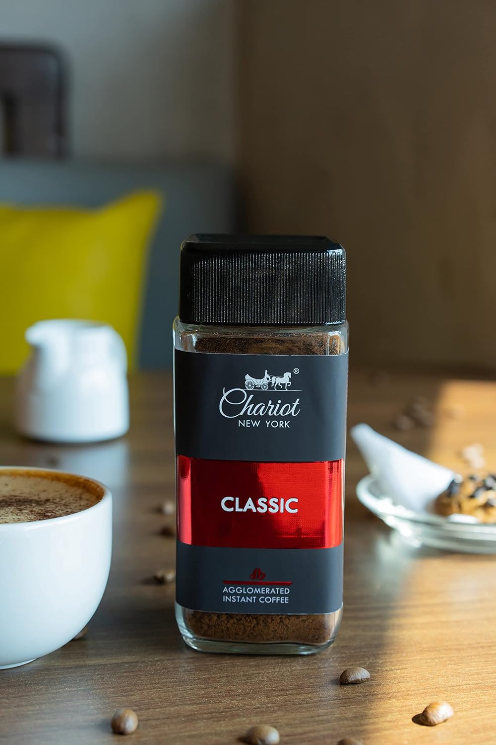 Chariot New York Classic Instant Coffee | 100% Pure Arabica Agglomerated Coffee | Rich Aroma, Smooth Taste | No Chicory | Premium Instant Coffee Jar