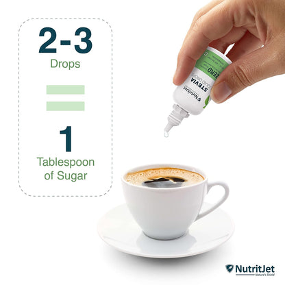 NutritJet Stevia Liquid Drops Natural - Zero Calories & Zero Carbs, Sugar Substitute Great for Weight Control - 30ml
