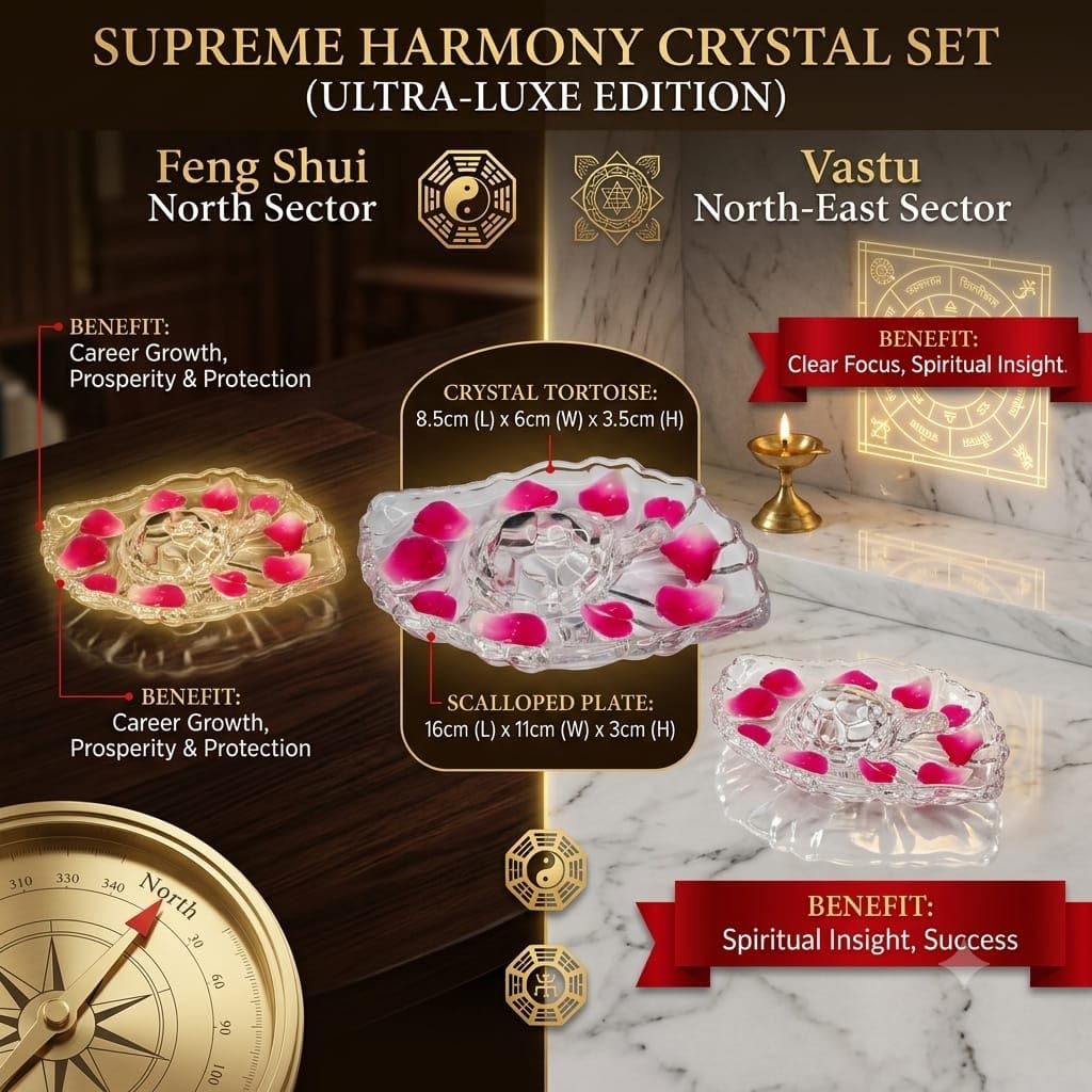 SAUDEEP INDIA Crystal Turtle with Leaf Tray for Home Decor | Vastu Feng Shui Tortoise with Plate for Good Luck | Wealth & Prosperity Table Accent | Gift for Home & Office-16x11x3 cm