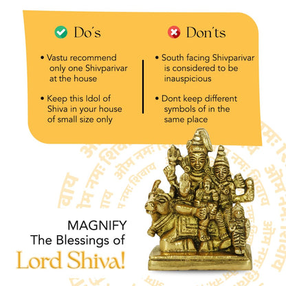 100% Pure Brass Shiv Parivar Murti (8.5 cm) | Shiv Parvati Murti for Car Dashboard, Pooja Room, Home Decor & Office Desk | Shiva Parvati Idol | Mahadev Bholenath Pariwar Statue