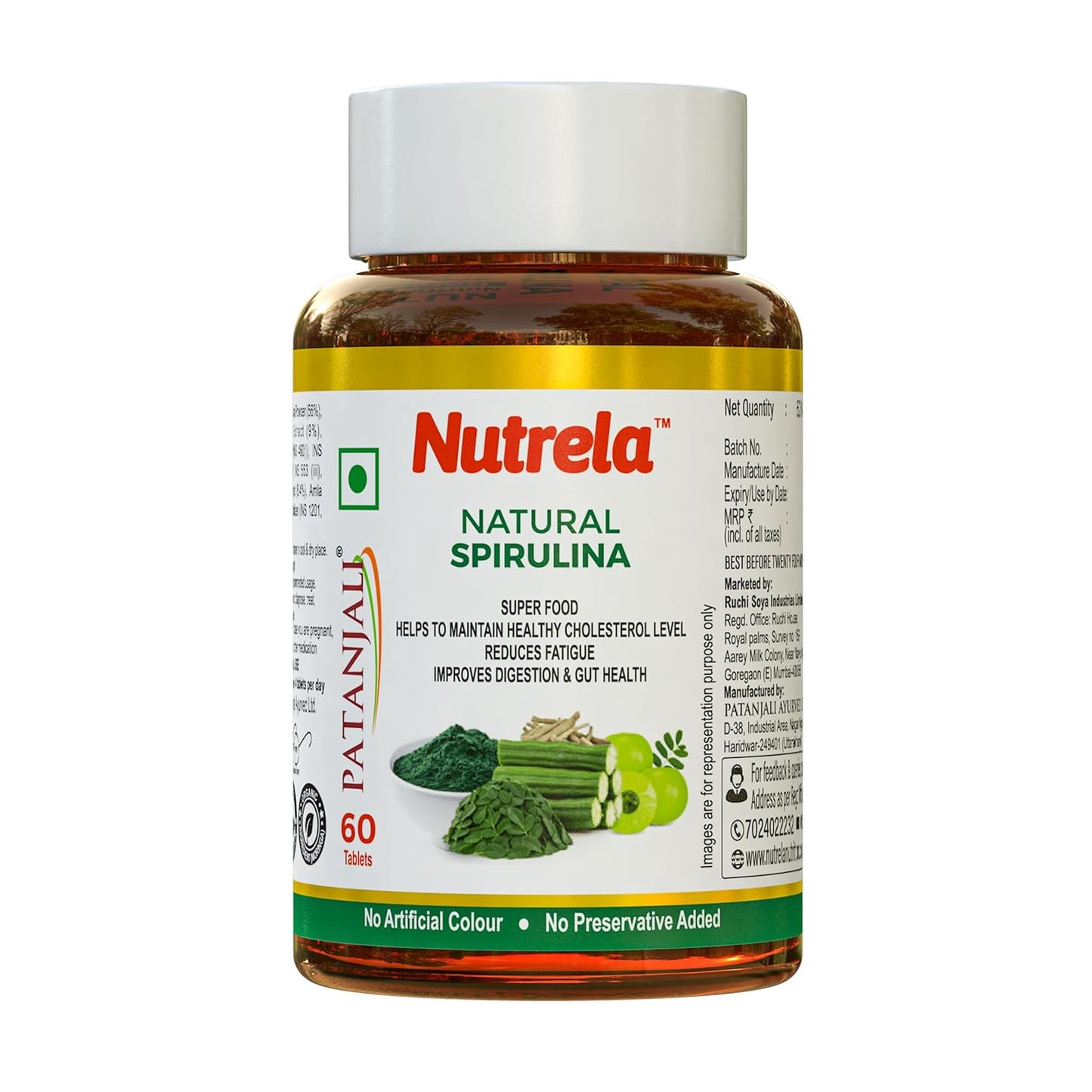 Nutrela Nutrition Spirulina Tablets | High-Protein Superfood | Rich in Vitamins, Minerals & Antioxidants | Boosts Immunity & Energy | Gluten-Free & GMO-Free | Vegan-Friendly