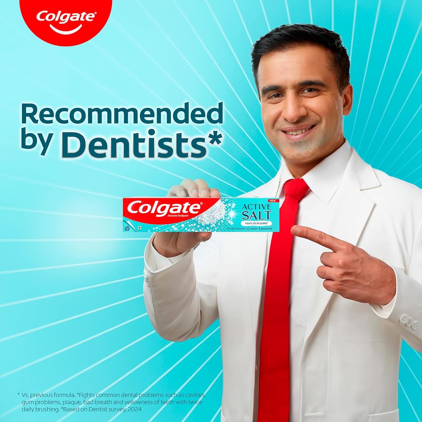 Colgate Active Salt Buy 3 Get 1 Free, 800g (200g x 4, Pack of 4) Toothpaste, Daily Germ Protection, Toothpaste with Salt & Mint, Healthy Gums & Teeth, Fights Germs & Eliminates Bad Breath
