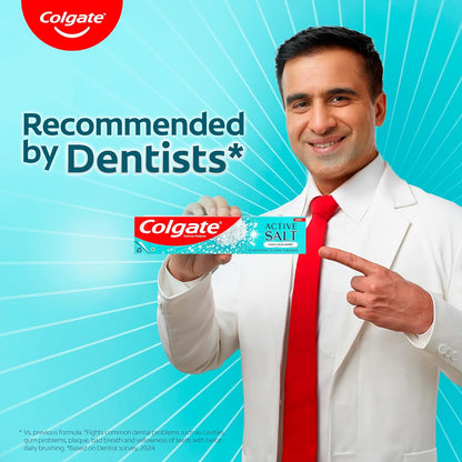 Colgate Active Salt Buy 3 Get 1 Free, 800g (200g x 4, Pack of 4) Toothpaste, Daily Germ Protection, Toothpaste with Salt & Mint, Healthy Gums & Teeth, Fights Germs & Eliminates Bad Breath