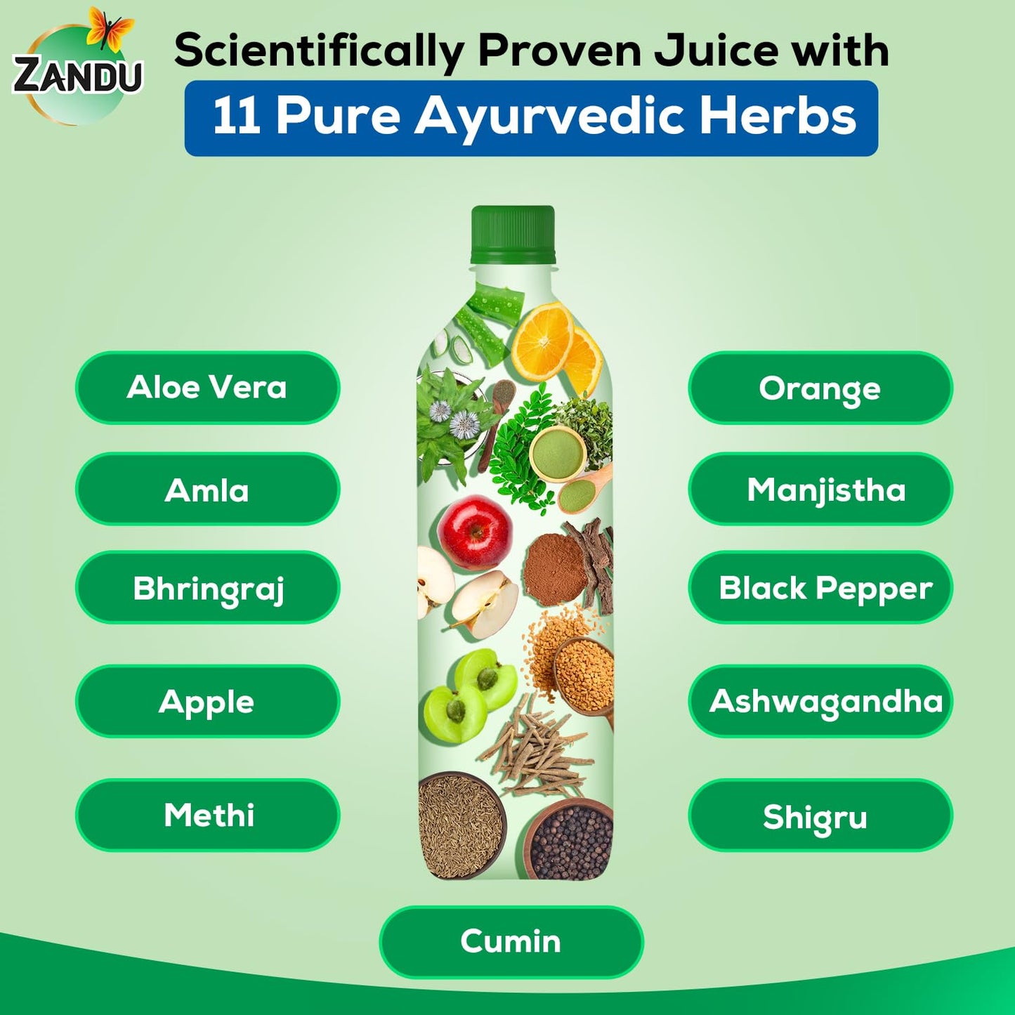 Zandu Hair Vitalizer Juice | Made With 11 Ayurvedic Ingredients, 100% Natural Actives, Vegetarian | 1L