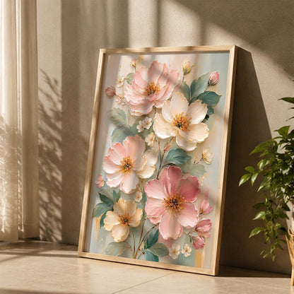 Floral Wall Art Home Decoration | Aesthetic Floral Paintings With Frame For Living Room Bed Room Hotel Wall Decor Digital Reprint Set of 1 (14X20)